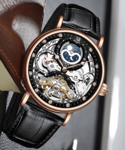 KINYUED Automatic Wristwatch Military Mechanical Torbillion Mens Gold Watches