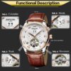 KINYUED Automatic 42mm Mens Watches Tourbillon Gold Skeleton Men Watch - Image 4