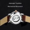KINYUED Chronograph Mens Brand Automatic Mechanical Watches Leatehr Skeleton Watch - Image 3