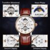 KINYUED Chronograph Mens Brand Automatic Mechanical Watches Leatehr Skeleton Watch - Image 5