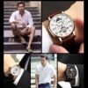 KINYUED Chronograph Mens Brand Automatic Mechanical Watches Leatehr Skeleton Watch - Image 6