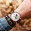 KINYUED Classic Mens Watches Automatic Mechanical Watch Tourbillon Clock Genuine Leather Waterproof Military - Image 5