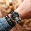 KINYUED Classic Mens Watches Automatic Mechanical Watch Tourbillon Clock Genuine Leather Waterproof Military - Image 6