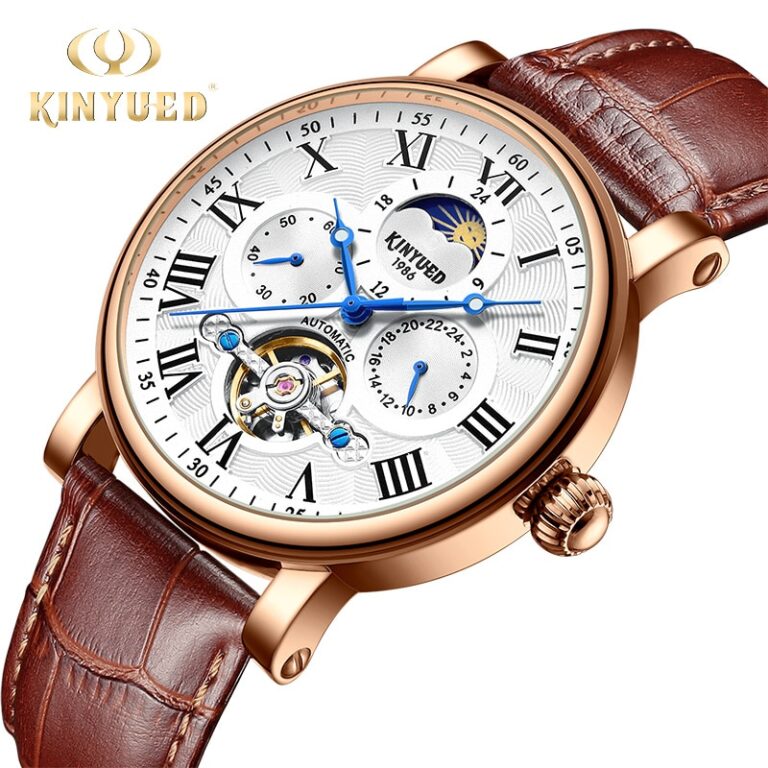 KINYUED Tourbillon Mechanical Watch Men Automatic Waterproof Skeleton