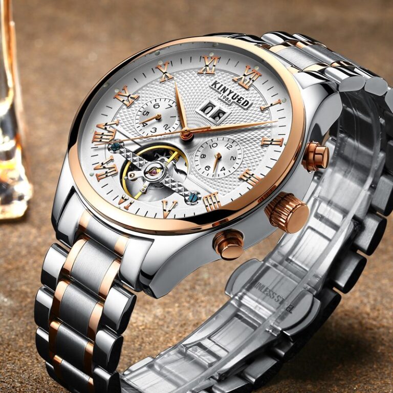 KINYUED Luxury Brand Watch Men Skeleton Automatic Stempunk Flying