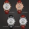 KINYUED Men Watch Automatic Moon Phase Calendar Tourbillon Mens Skeleton Mechanical Watches - Image 2