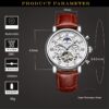 KINYUED Men Watch Automatic Moon Phase Calendar Tourbillon Mens Skeleton Mechanical Watches - Image 3