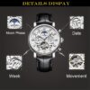 KINYUED Men Watch Automatic Moon Phase Calendar Tourbillon Mens Skeleton Mechanical Watches - Image 4