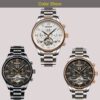 KINYUED Mens Perpetual Calendar Automatic Mechanical Watches Sapphire Stainless Steel Skeleton Watch - Image 2