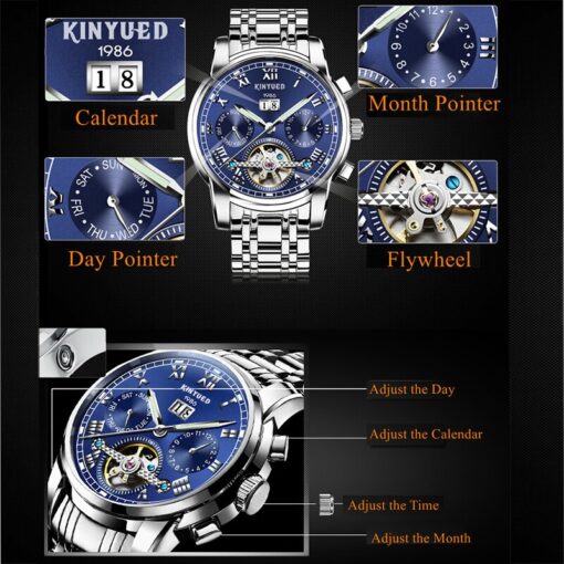 KINYUED Mens Watches Top Brand Luxury Automatic Mechanical Watch - Image 3