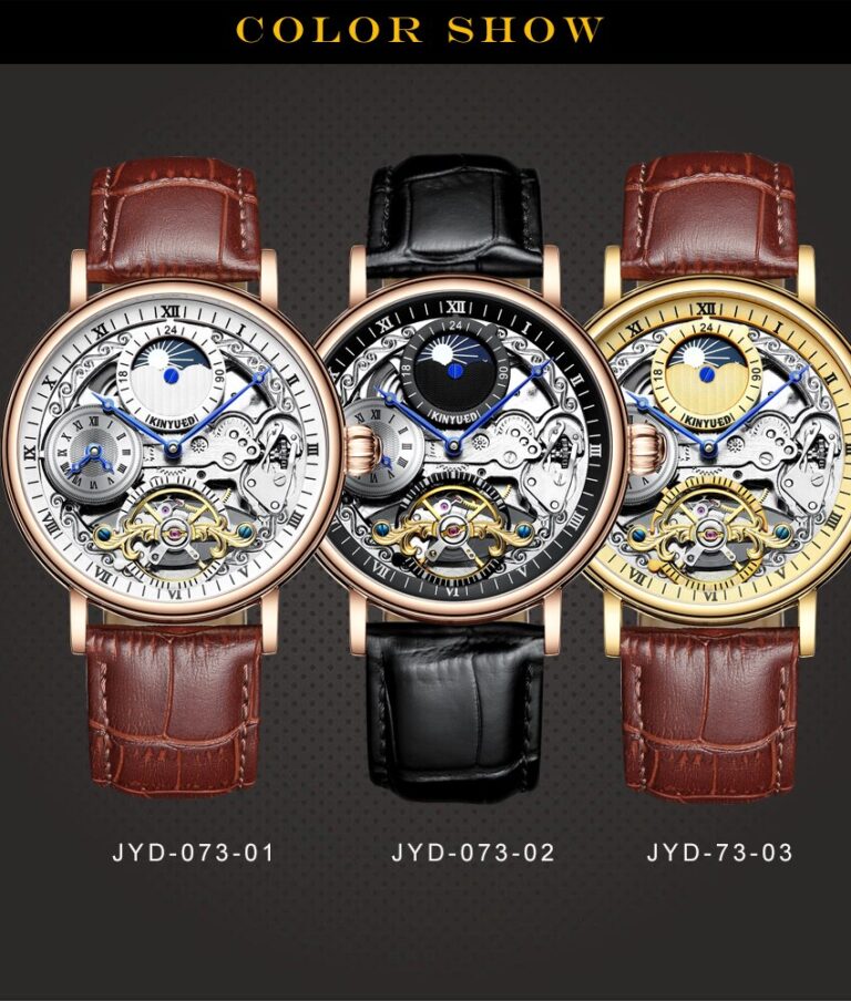 KINYUED Moon Phase Automatic Tourbillon Watch Men Waterproof Royal