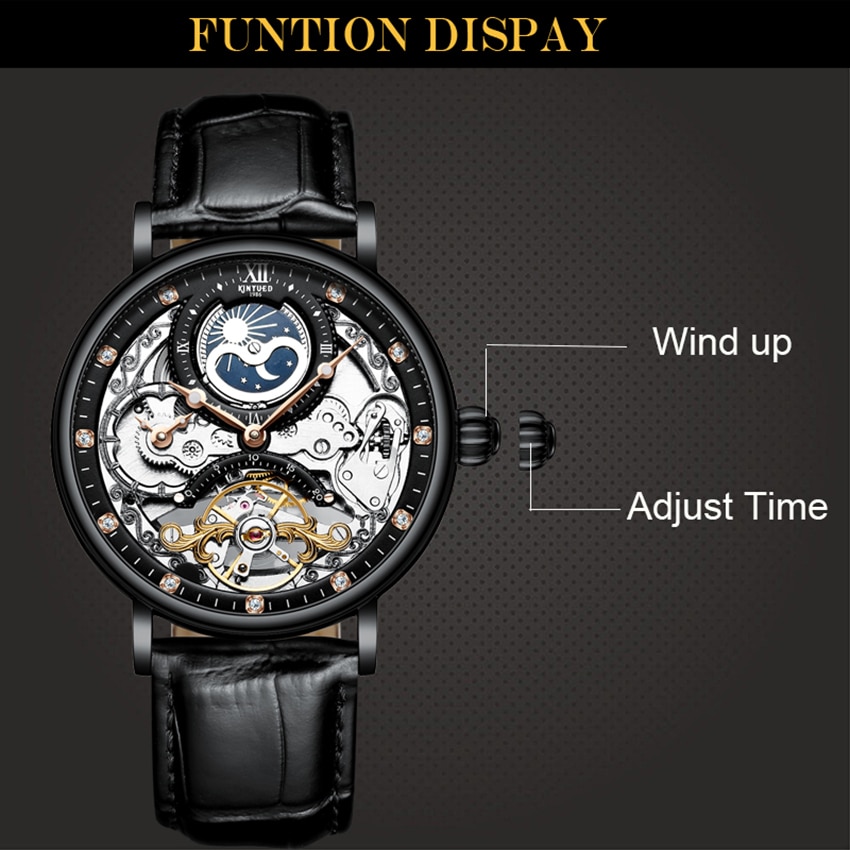 KINYUED Multiple Time Zone Mens Watches Automatic Mechanical Watch ...