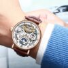 KINYUED Automatic Watch with Moon Phase Luxury Steampunk Men Mechanical Watches - Image 5