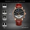 KINYUED Tourbillon Automatic Watch Men Rose Gold Mechanical Skeleton Watch Military Sports - Image 4