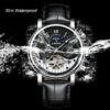 KINYUED Tourbillon Automatic Watch Men Rose Gold Mechanical Skeleton Watch Military Sports - Image 5