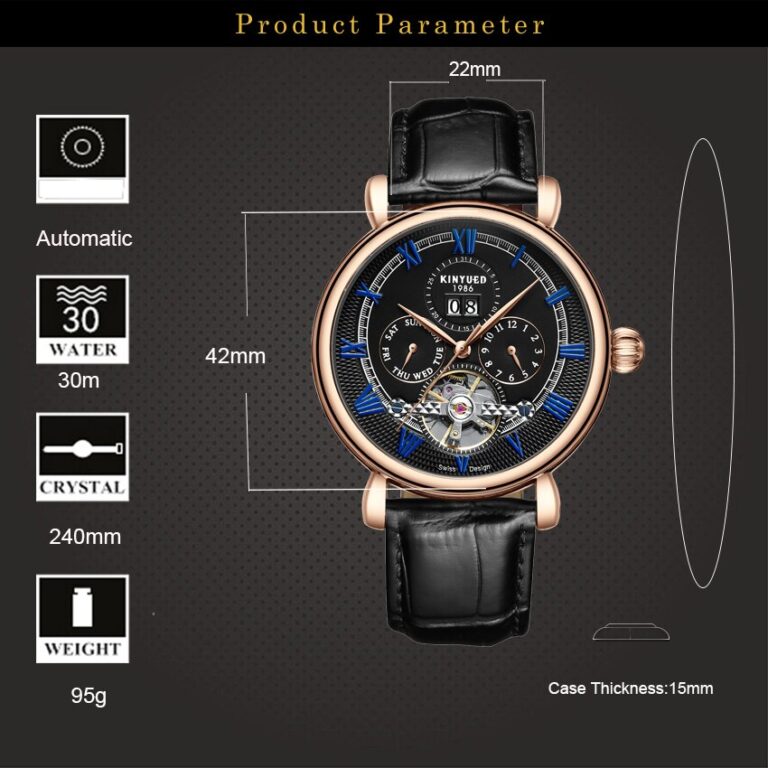 KINYUED Watch Tourbillon Multifunction Automatic Men’s Mechanical