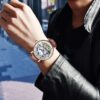 KINYUED Watch Automatic Mens Mechanical Watches Moon Phase Multiple Time Zone Men Wristwatches - Image 5